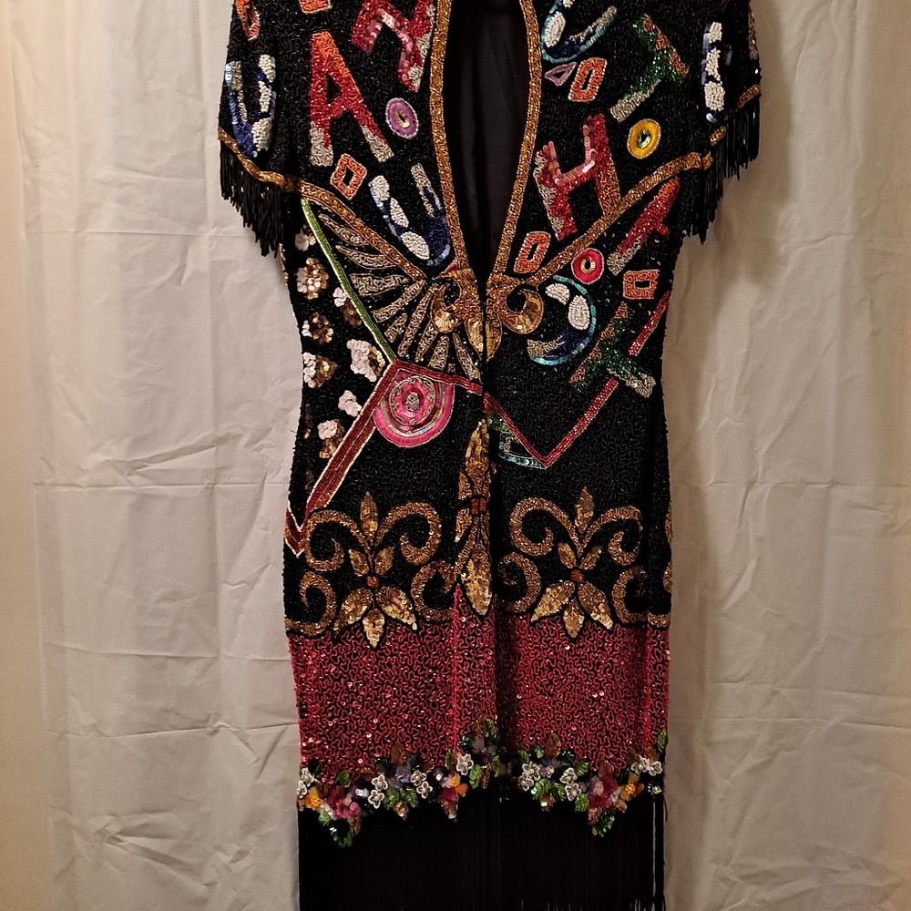 Naeem Khan Fully Beaded Fringe Silk Dress, Small - Picture 4 of 8